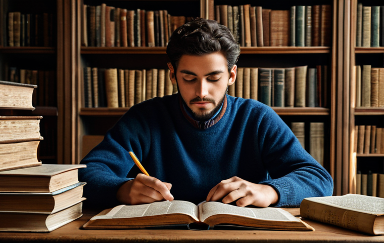 **

"A student sitting at a wooden desk, surrounded by stacks of classic Italian literature, a well-worn 'Zingarelli' dictionary open in front of them, fully clothed, modest clothing, safe for work, perfect anatomy, natural proportions, warm lighting, family-friendly, professional illustration, high quality."

**
