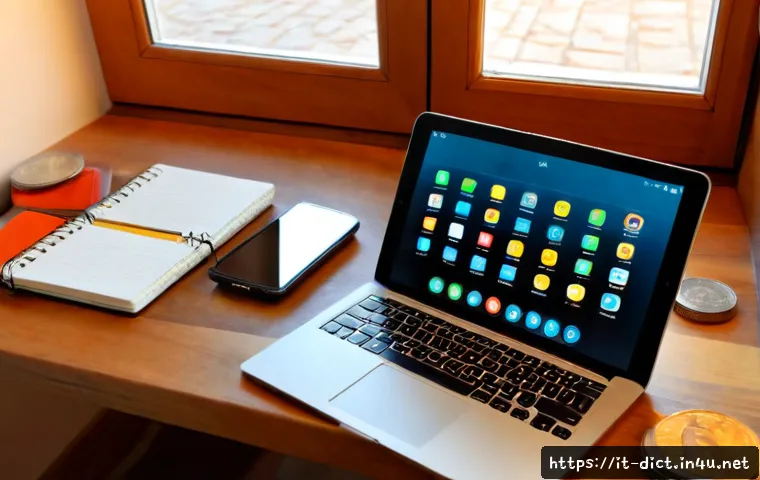 디지털 제품 용어집 - Photorealistic modern Italian home office, an older professional comparing a smartphone, tablet, and...